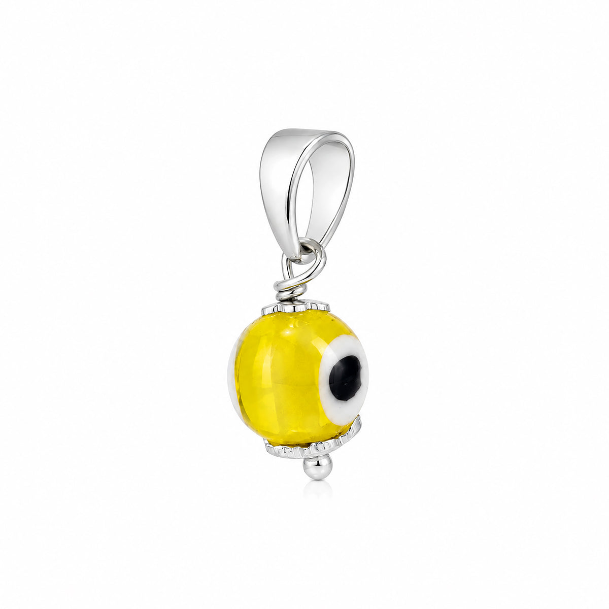 Vibrant Yellow Nazar Protection Sterling Silver Pendant