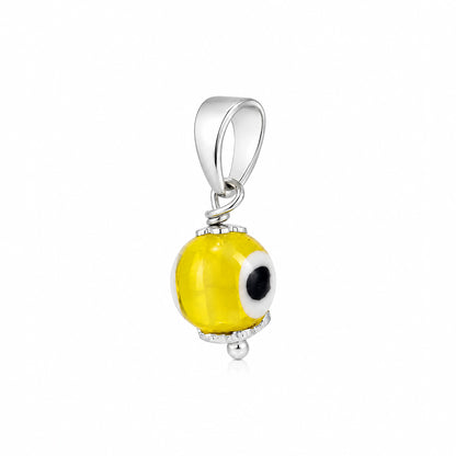 Vibrant Yellow Nazar Protection Sterling Silver Pendant