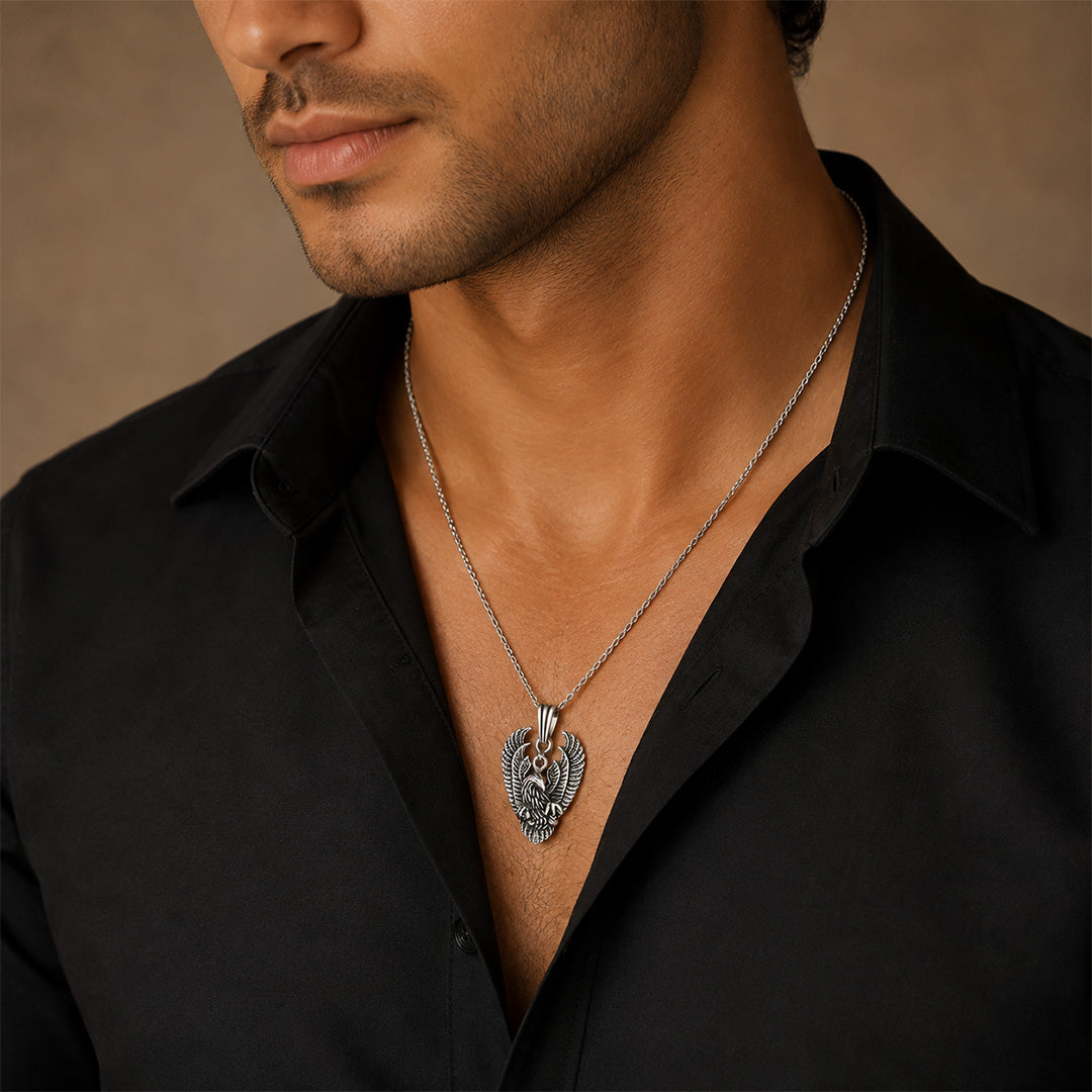 Vigilant Protector Bold Eagle Oxidised Pendant