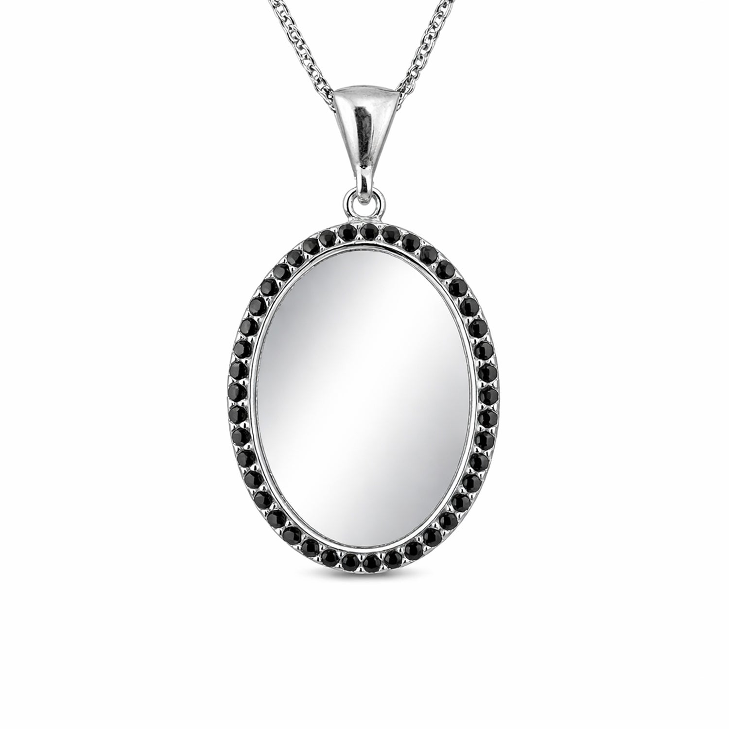 Vintage Black Stone Oval Locket 925 Sterling Silver Engraving Pendant for women