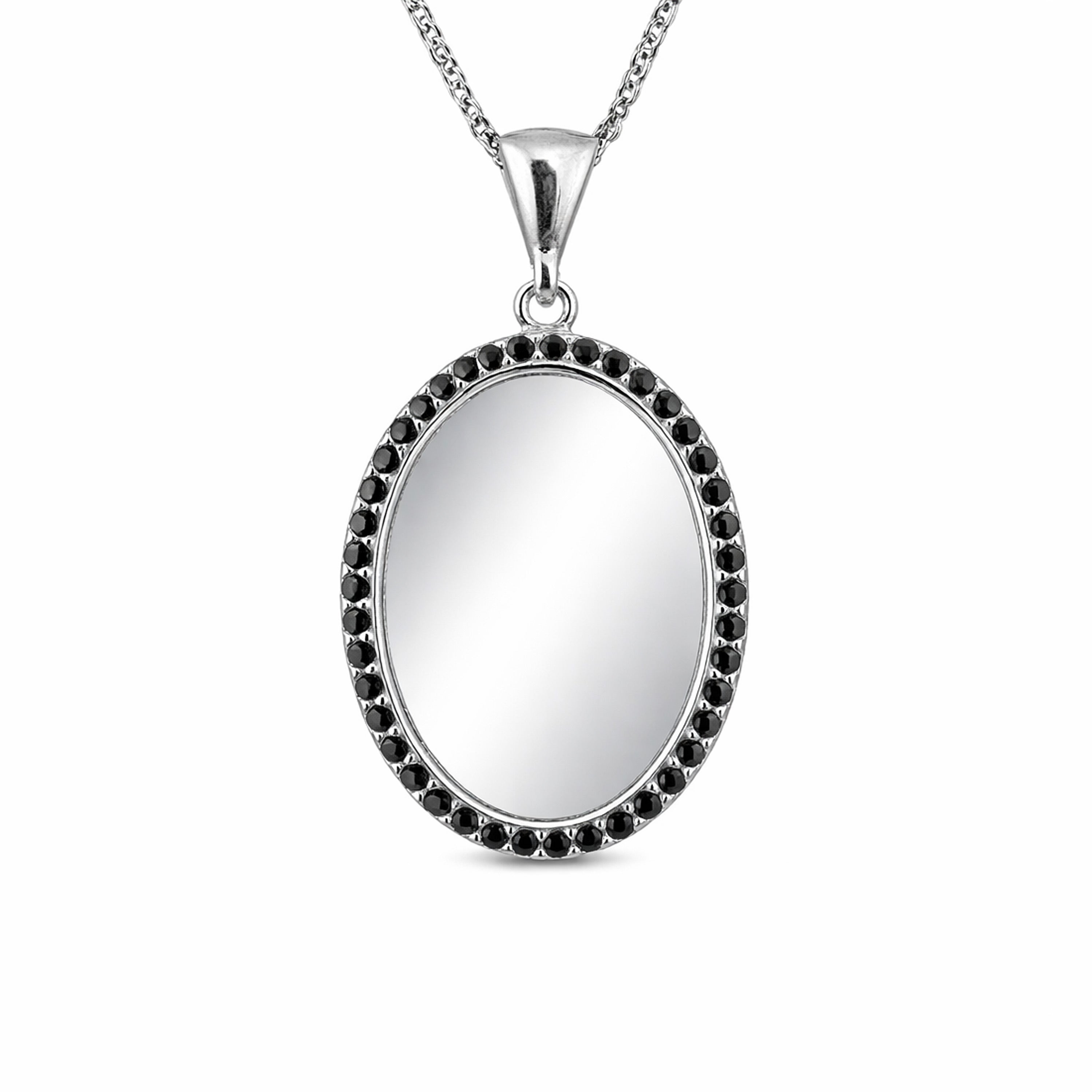 Vintage Black Stone Oval Locket 925 Sterling Silver Engraving Pendant for women