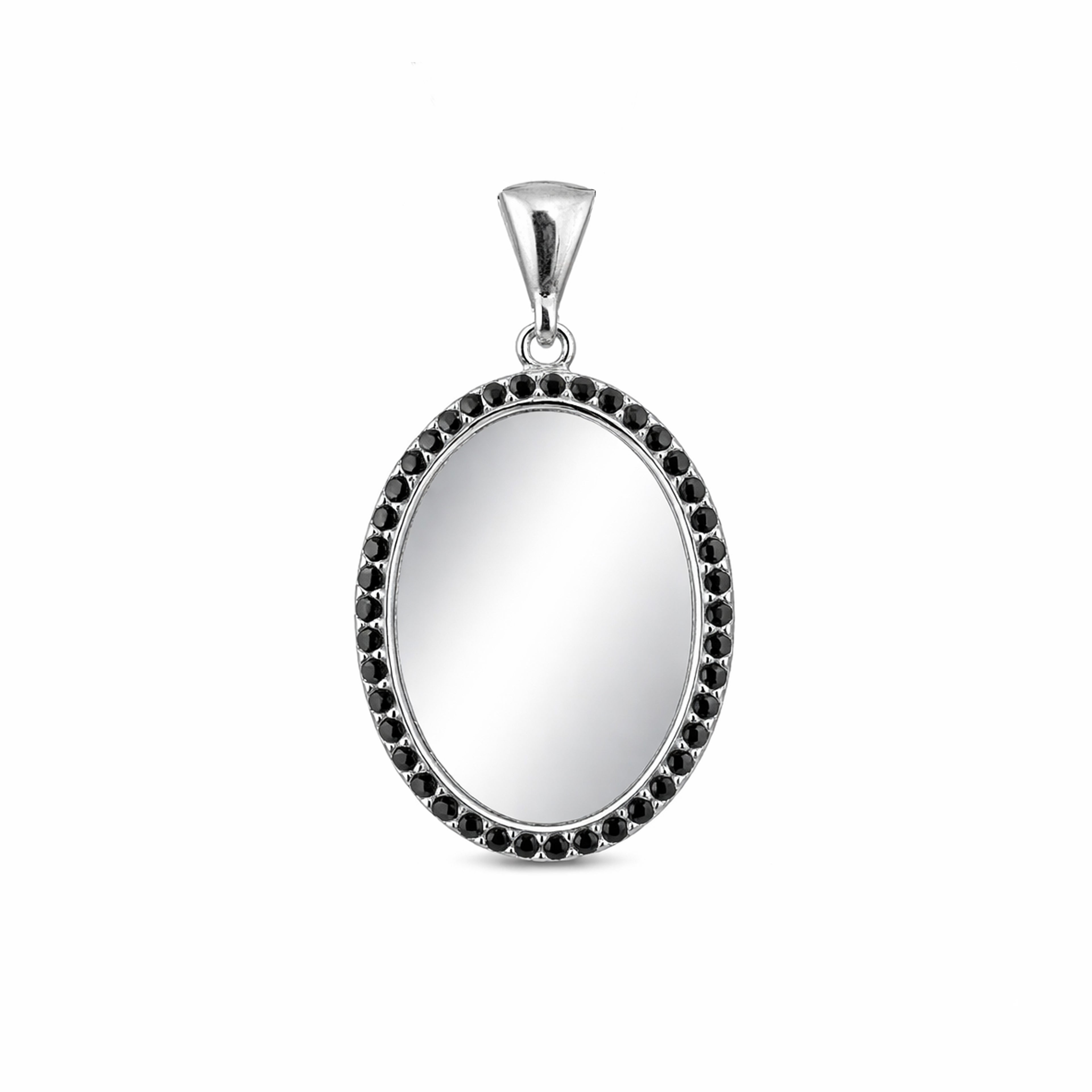Vintage Black Stone Oval Locket 925 Sterling Silver Engraving Pendant for women