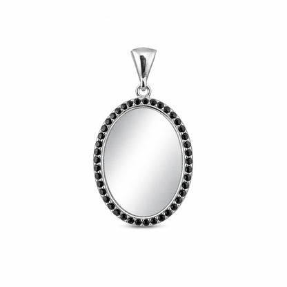 Vintage Black Stone Oval Locket 925 Sterling Silver Engraving Pendant for women