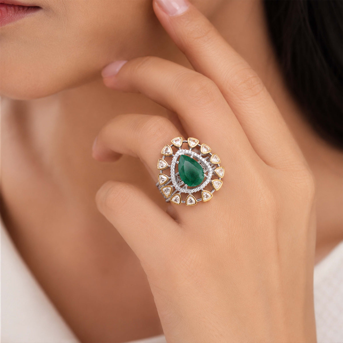 Vintage Emerald Statement Cocktail Ring