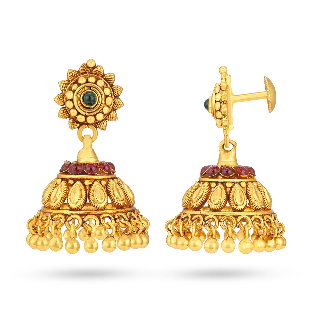 Vintage Floral 925 Sterling Silver Dome Earring for Women