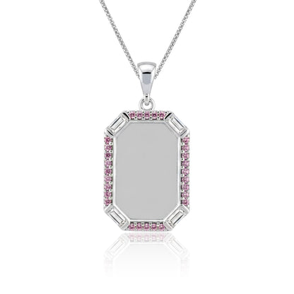 Vintage Octagon Halo 925 Sterling Silver Engraving Pendant for women