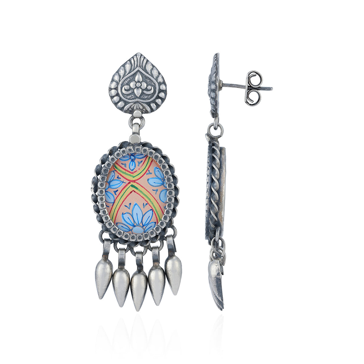 Vintage Peacock 925 Sterling Silver Festive Drop Earring