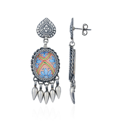 Vintage Peacock 925 Sterling Silver Festive Drop Earring
