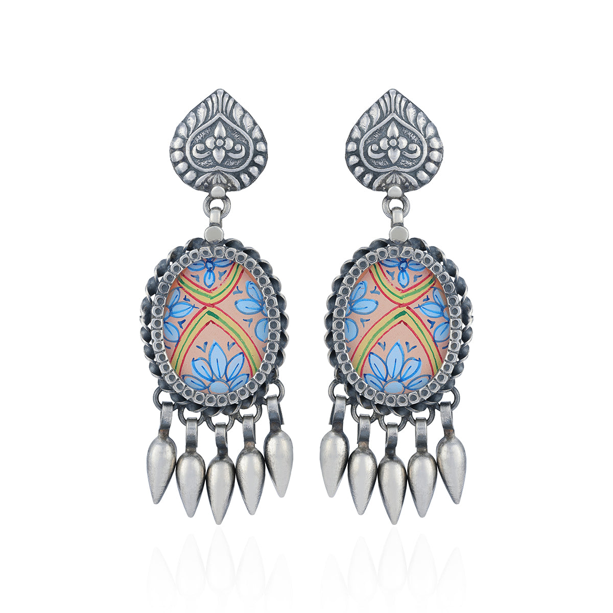 Vintage Peacock 925 Sterling Silver Festive Drop Earring