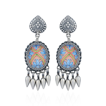 Vintage Peacock 925 Sterling Silver Festive Drop Earring