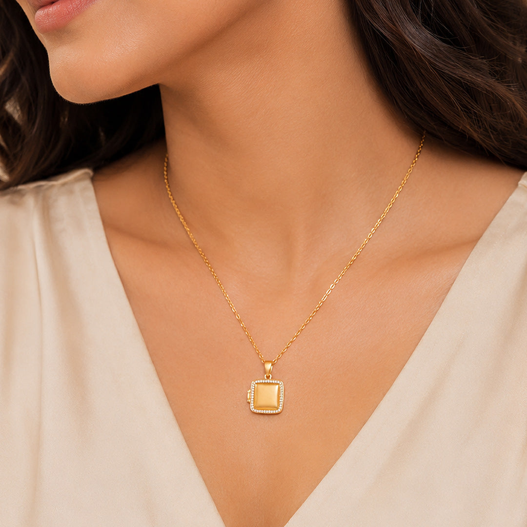 Vintage Square Cushion Locket Pendant