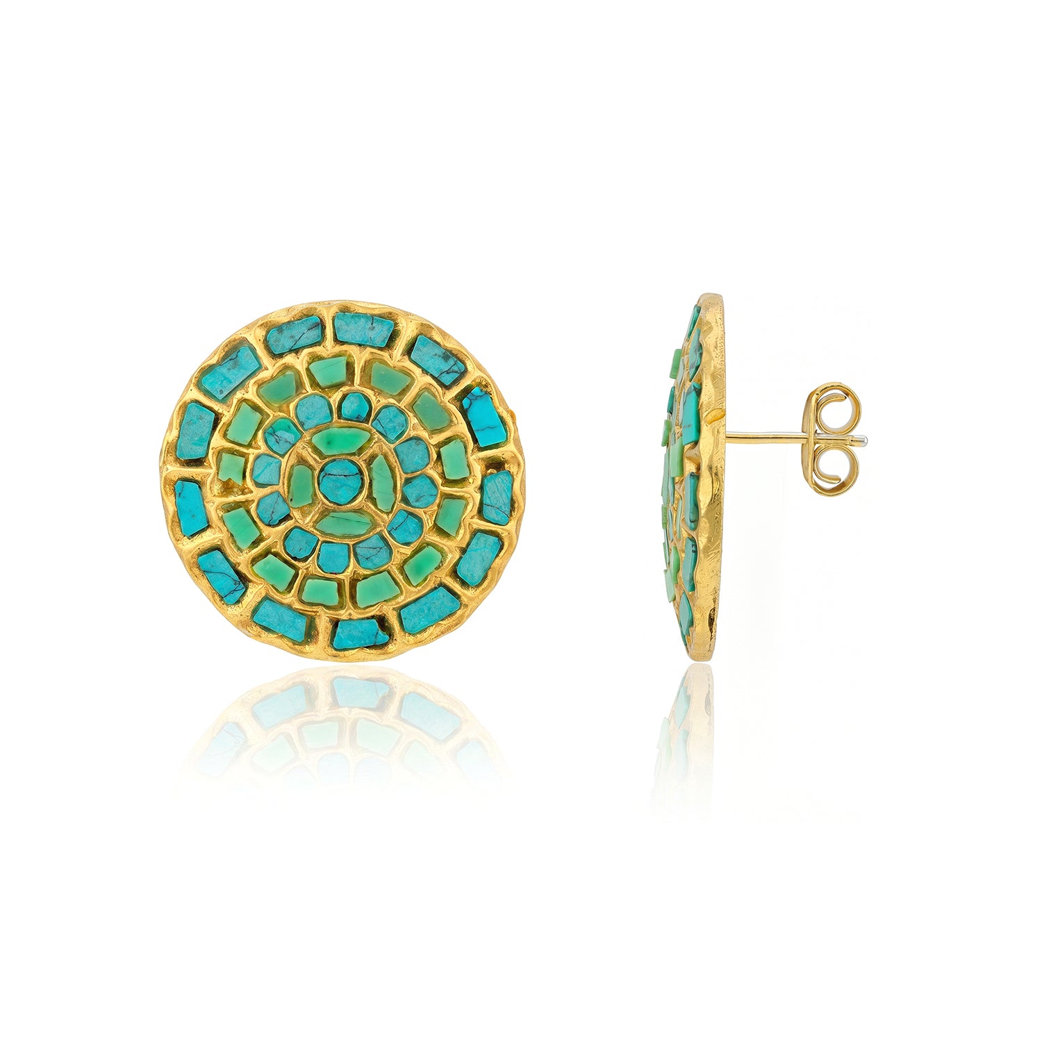 Vintage Turquoise Chakra 925 Sterling Silver Statement Earring