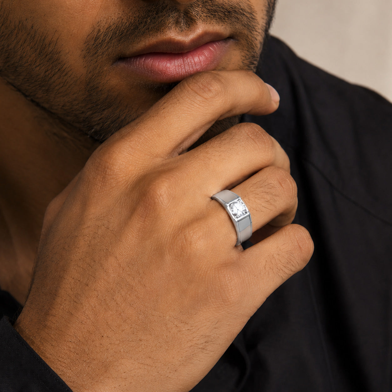 Vintage White Stone Silver Ring for Women