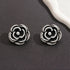 Vintage Blooming Rose Oxidized Silver Ear Studs