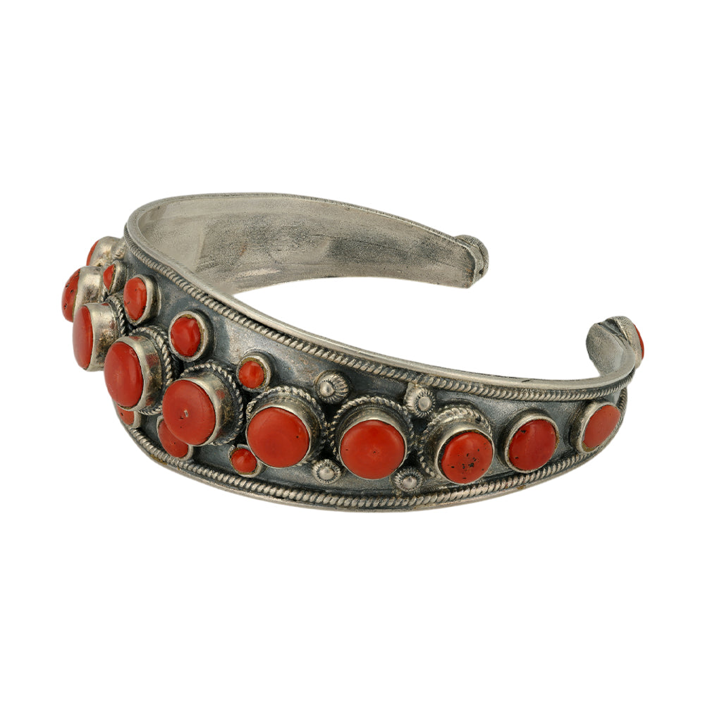 Vintage Coral Embellished Kada 925 Oxidized Finish