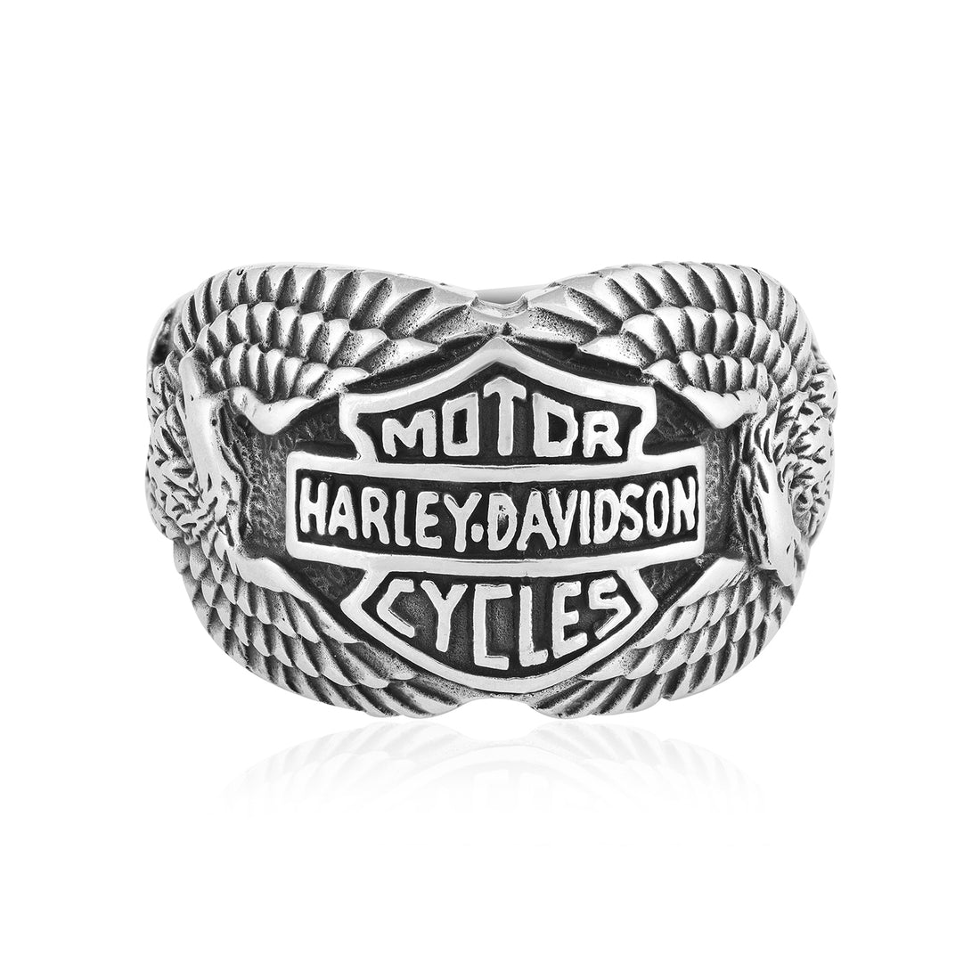 Vintage Eagle Pattern Harley Davidson Oxidised Ring