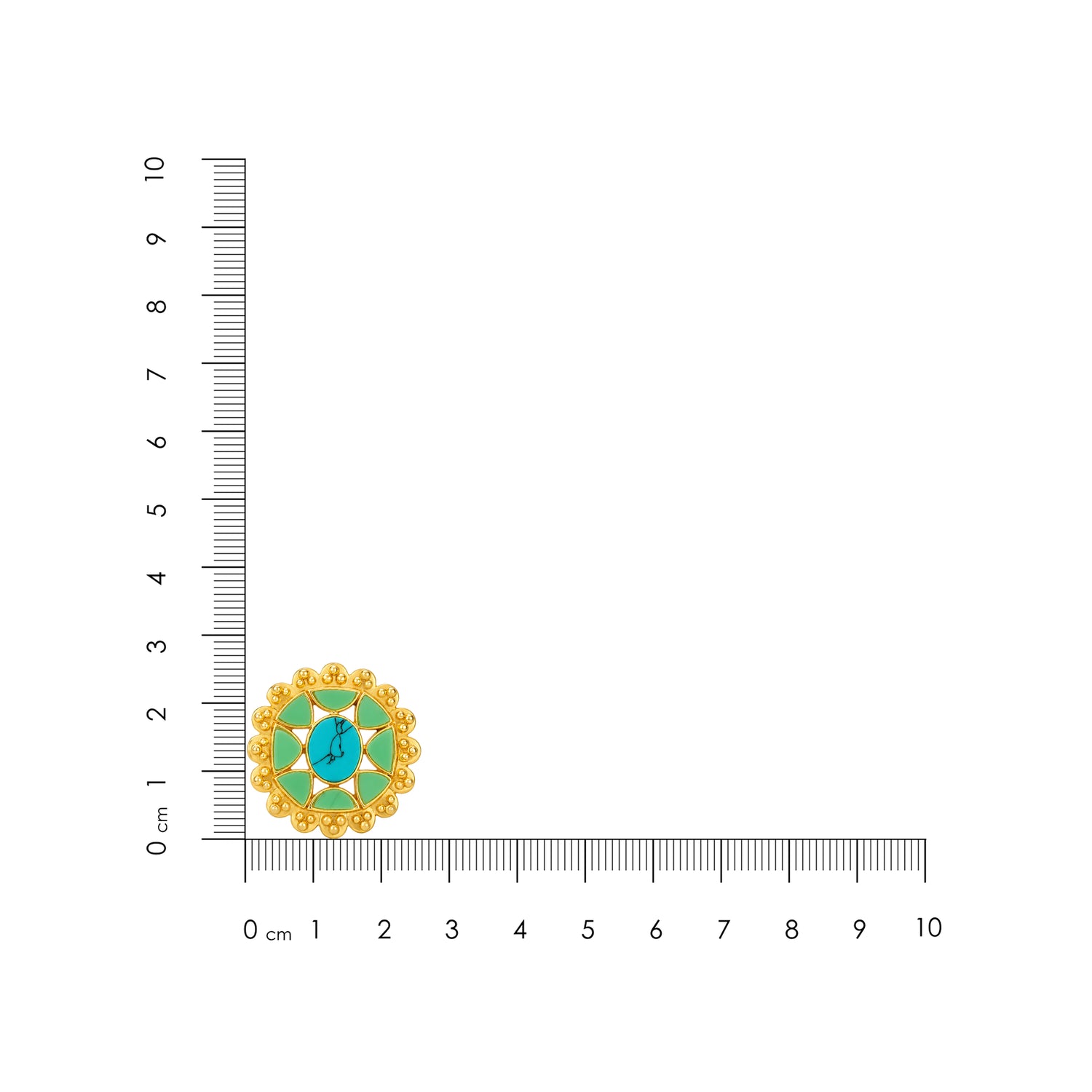 Vintage Gold Floral Turquoise Enamel Stud Earrings