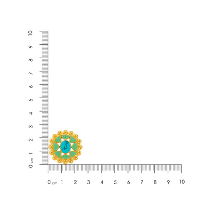 Vintage Gold Floral Turquoise Enamel Stud Earrings