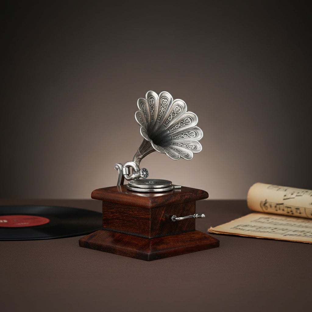 Vintage Gramophone 925 Sterling Silver Miniature