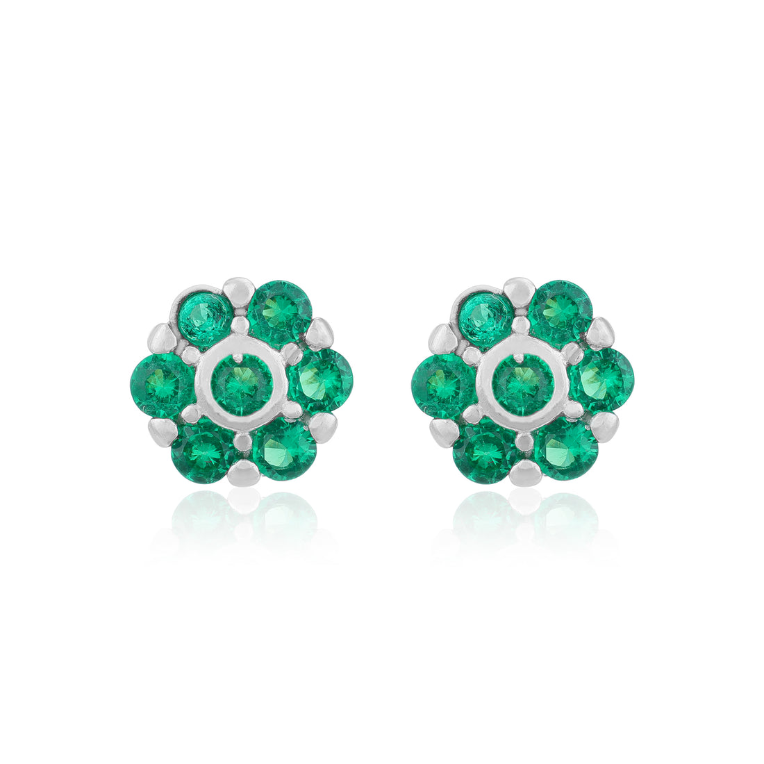 Vintage Green Flower 925 Sterling Silver Stud for Women