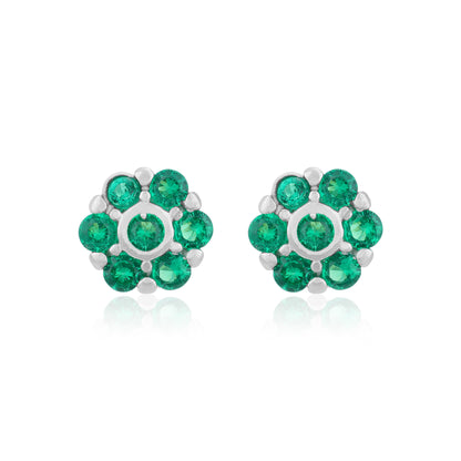 Vintage Green Flower 925 Sterling Silver Stud for Women