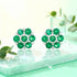 Vintage Green Flower 925 Sterling Silver Stud for Women