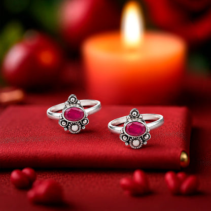 Vintage Inspired Floral Aesthetic 925 Sterling Silver Oxidised Toe Ring 