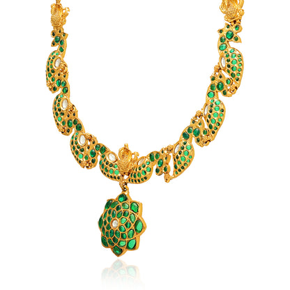 Vintage Kundan Emerald Reverie Gold Plated Necklace
