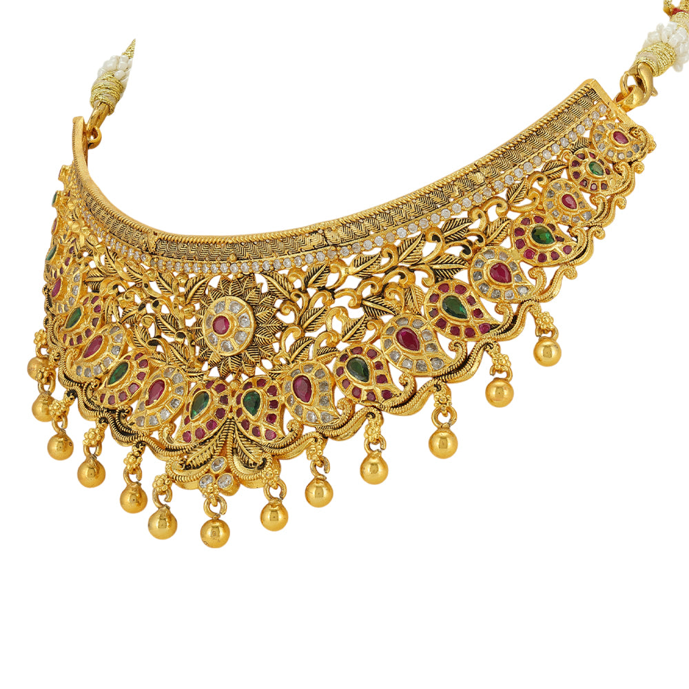 Vintage Manga Pattern 925 Gold Plated Choker