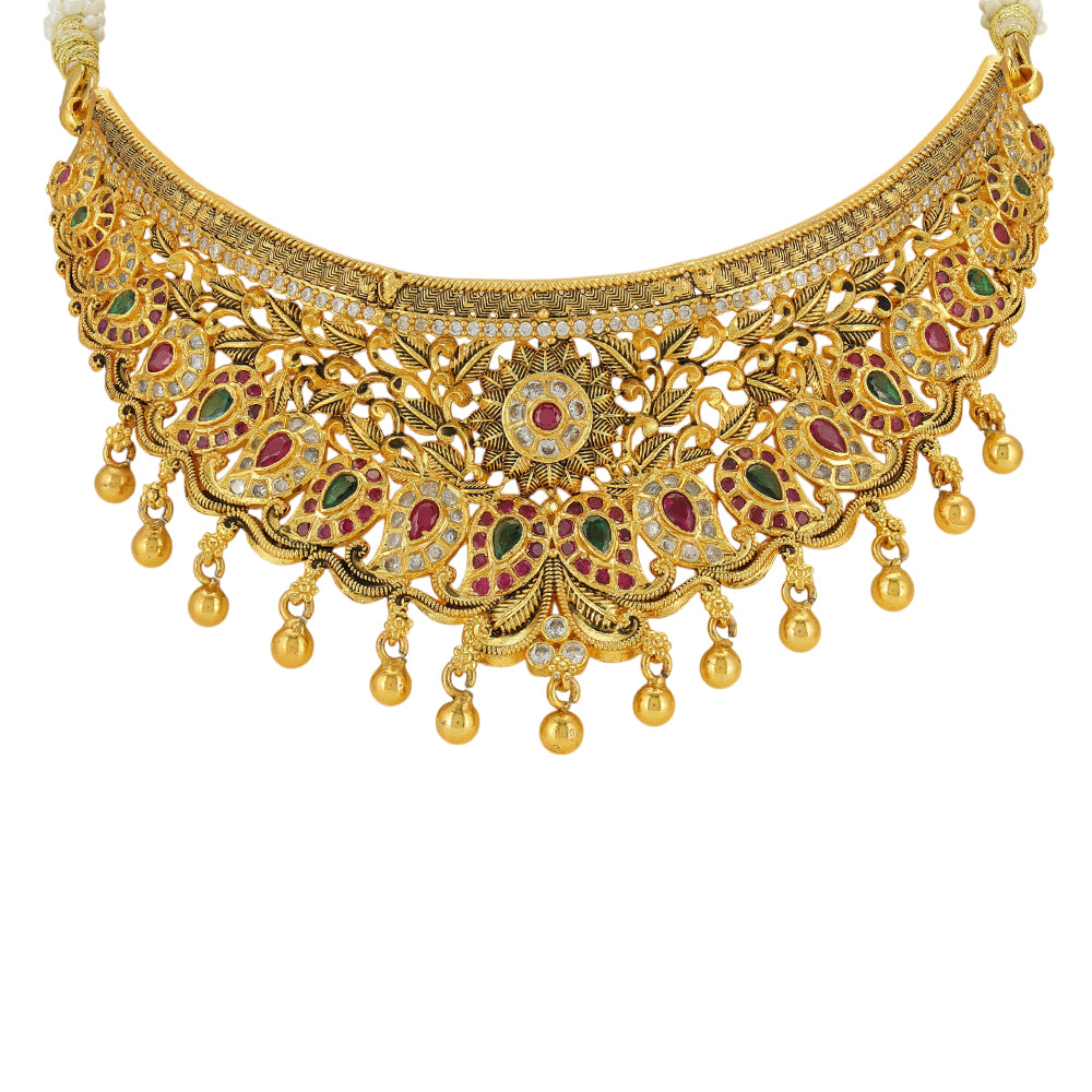Vintage Manga Pattern 925 Gold Plated Choker
