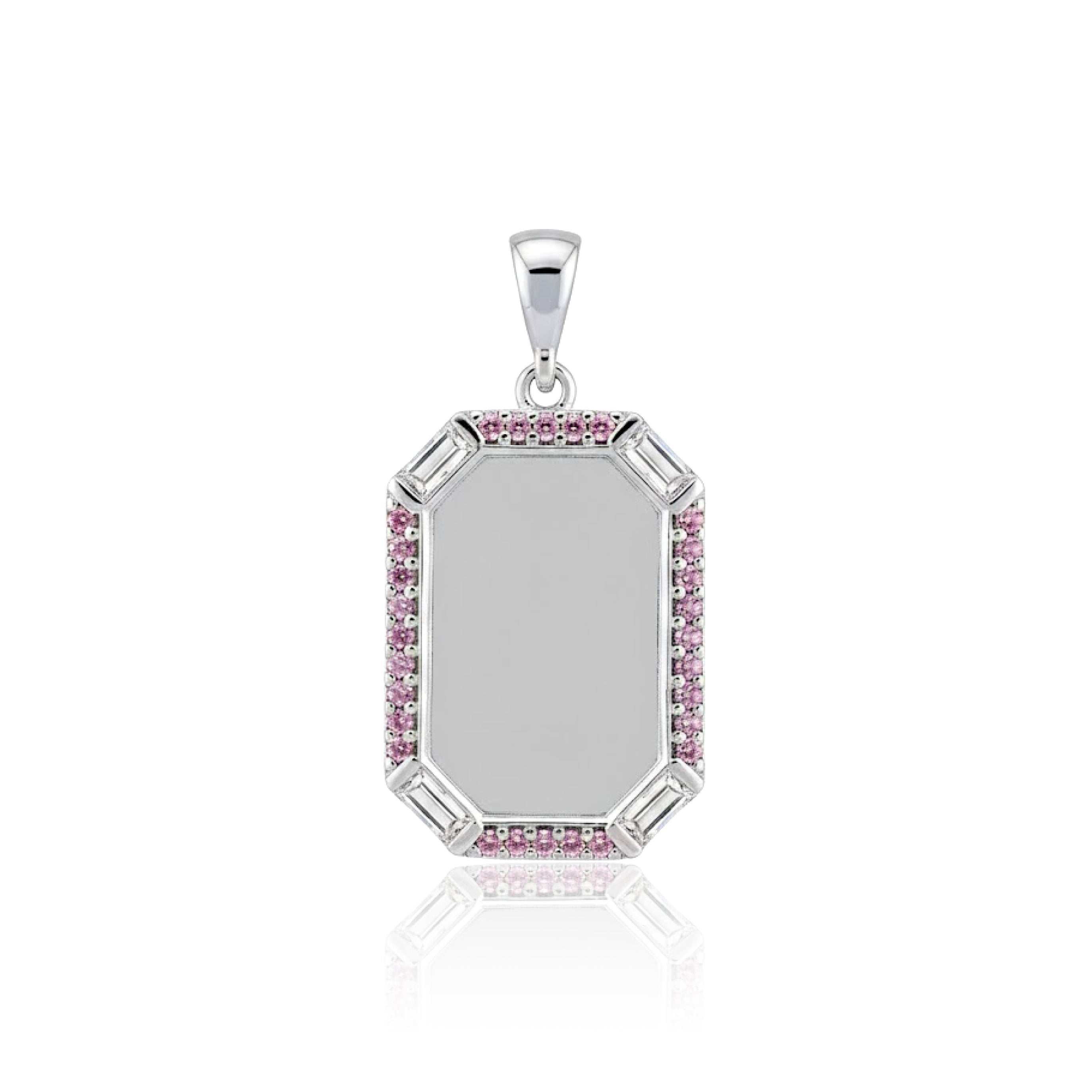 Vintage Octagon Halo 925 Sterling Silver Engraving Pendant for women