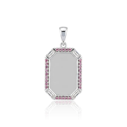 Vintage Octagon Halo 925 Sterling Silver Engraving Pendant for women