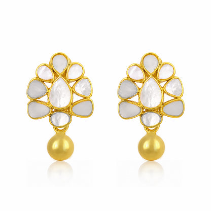 Vintage Peacock 925 Sterling Silver Pearl Drop Earrings