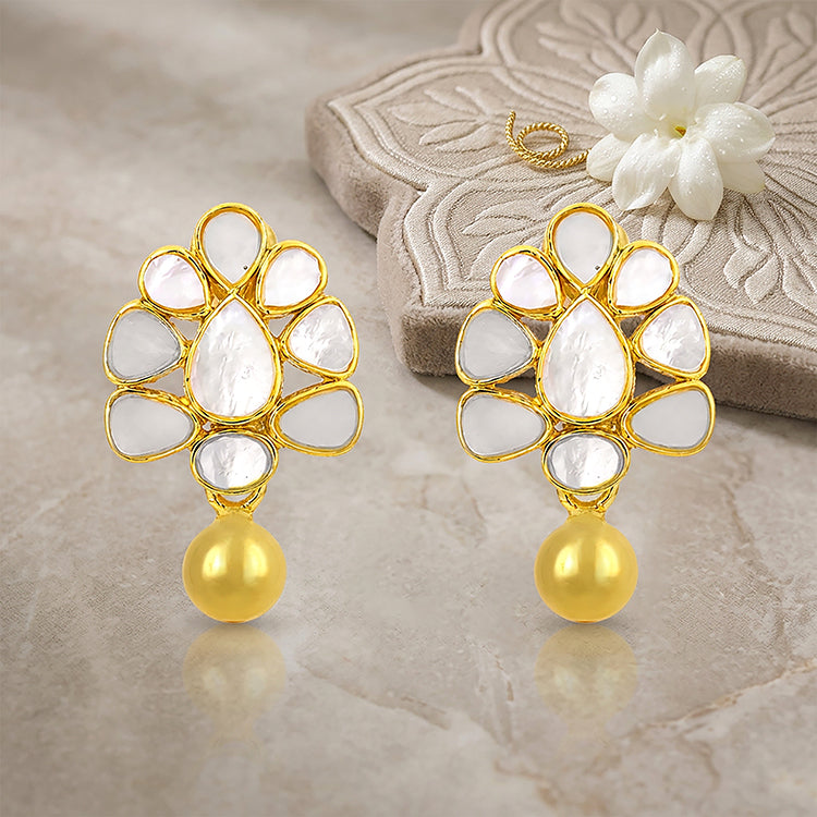 Vintage Peacock 925 Sterling Silver Pearl Drop Earrings