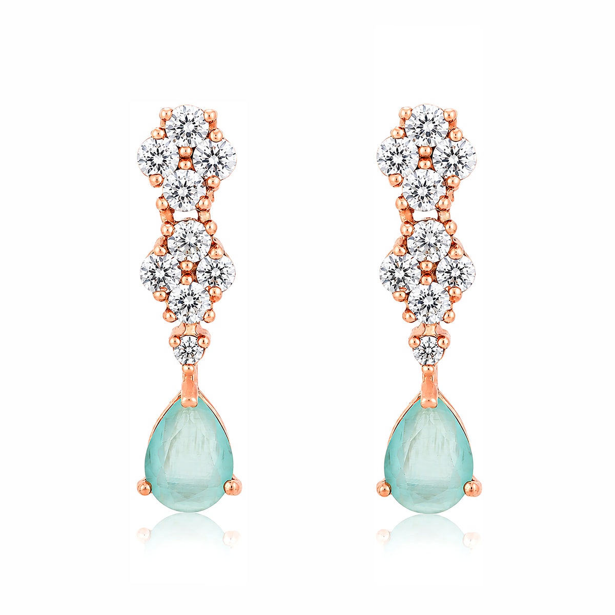 Vintage Pear Cut Aquamarine Shimmer Silver Earrings