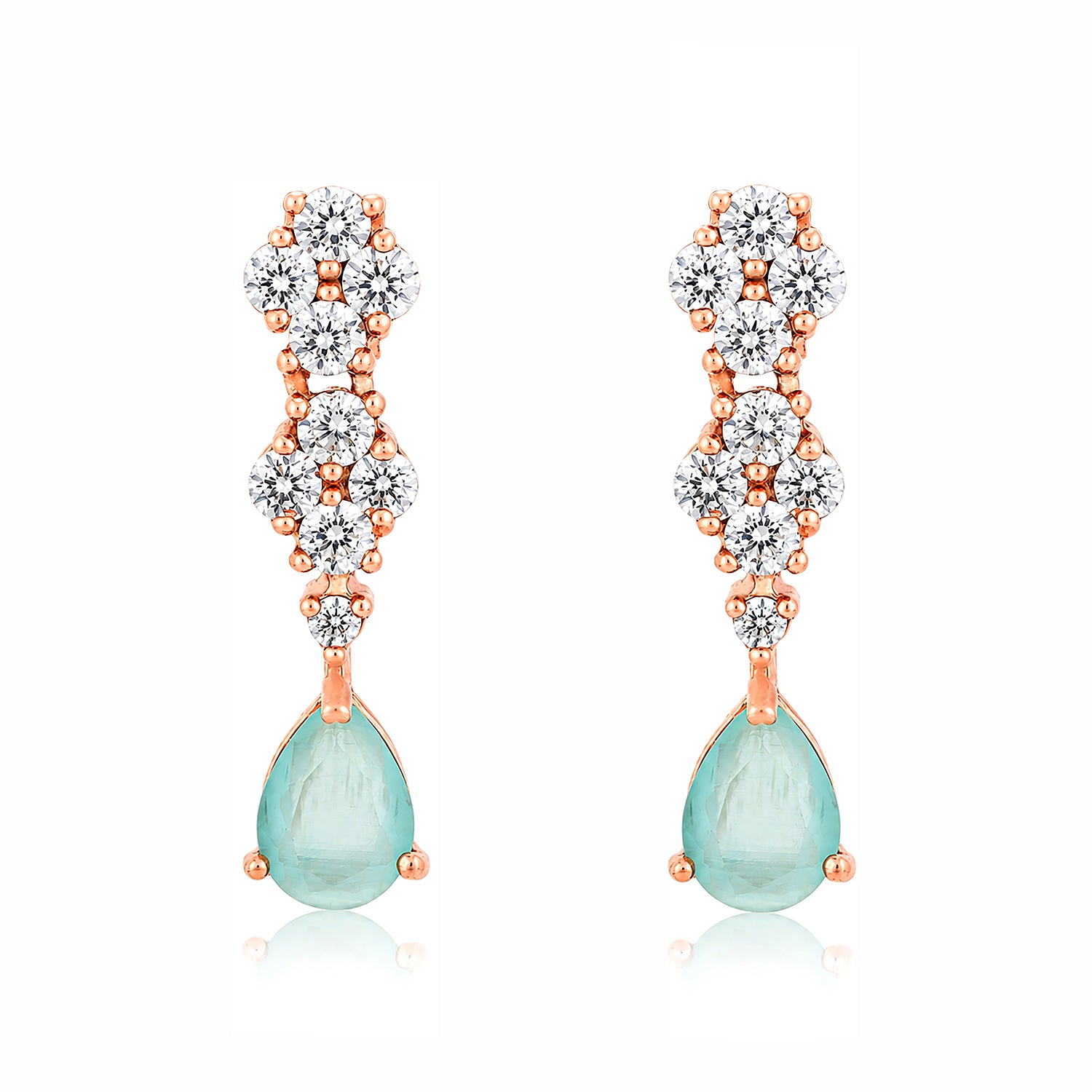 Vintage Pear Cut Aquamarine Shimmer Silver Earrings