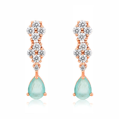 Vintage Pear Cut Aquamarine Shimmer Silver Earrings