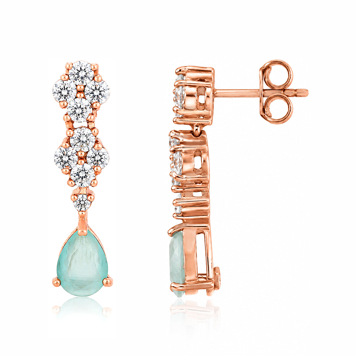 Vintage Pear Cut Aquamarine Shimmer Silver Earrings
