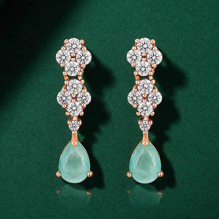 Vintage Pear Cut Aquamarine Shimmer Silver Earrings