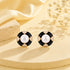 Vintage Pearl Black Enamel Silver Stud Earrings