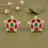 Vintage Pink Green Stone Cluster Statement 925 Sterling Silver Stud for women