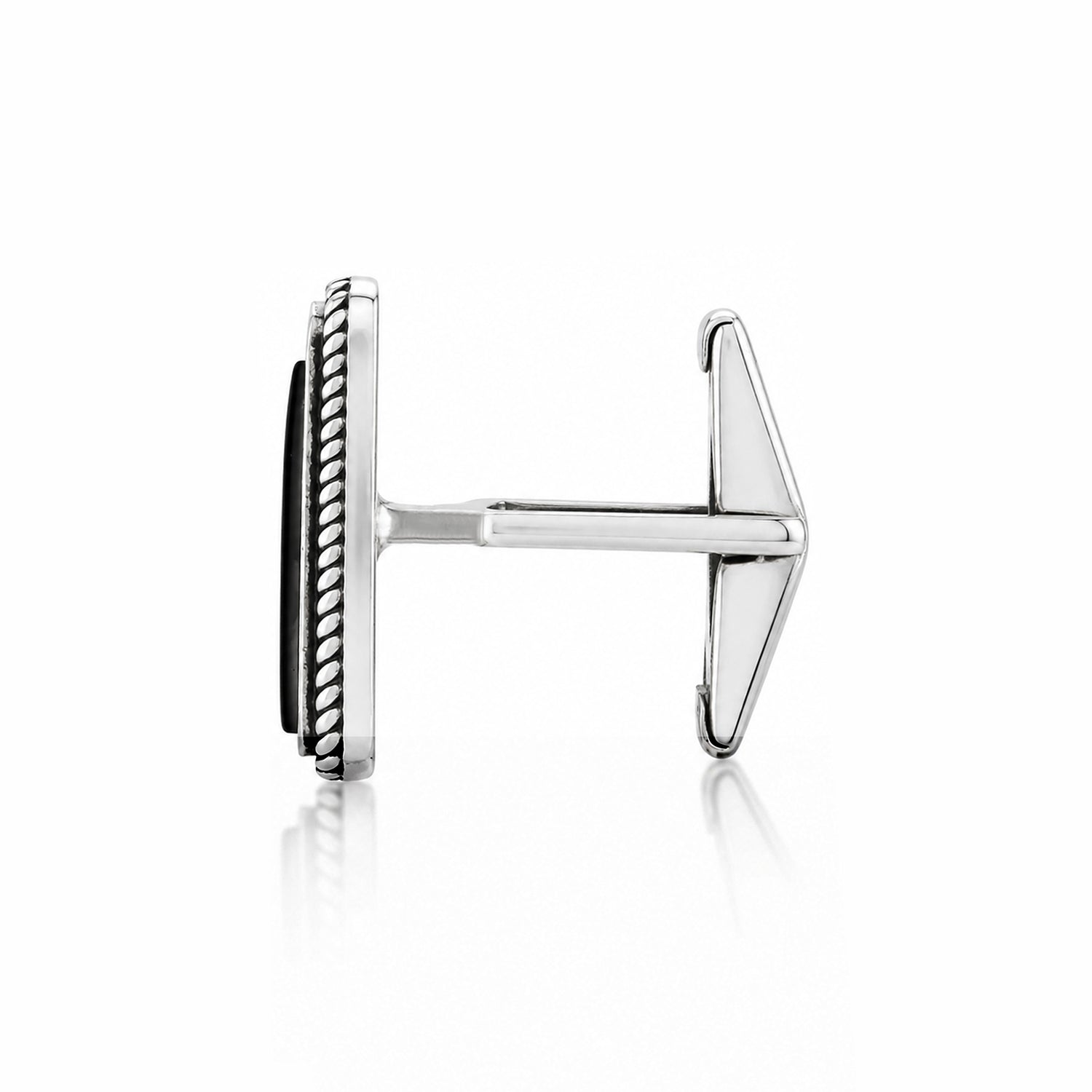 Vintage Silver Onyx Scroll Cufflinks