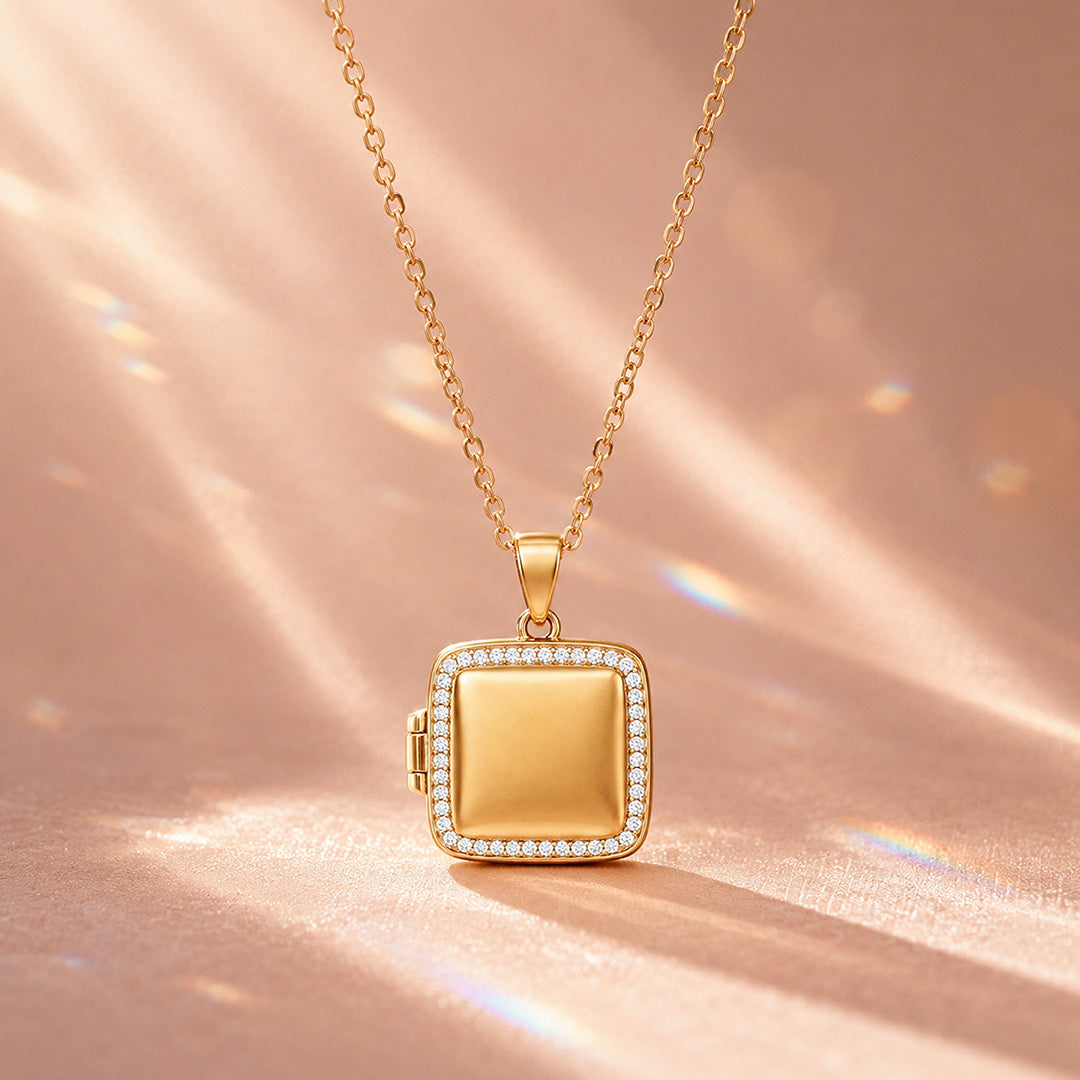 Vintage Square Cushion Locket Pendant