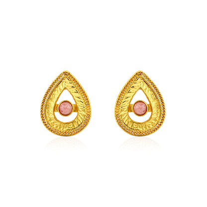 Vintage Textured Double Teardrop Gold Plated Cuff Links