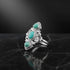 Vintage Triple Turquoise Ornate 925 Sterling Silver Ring for Women