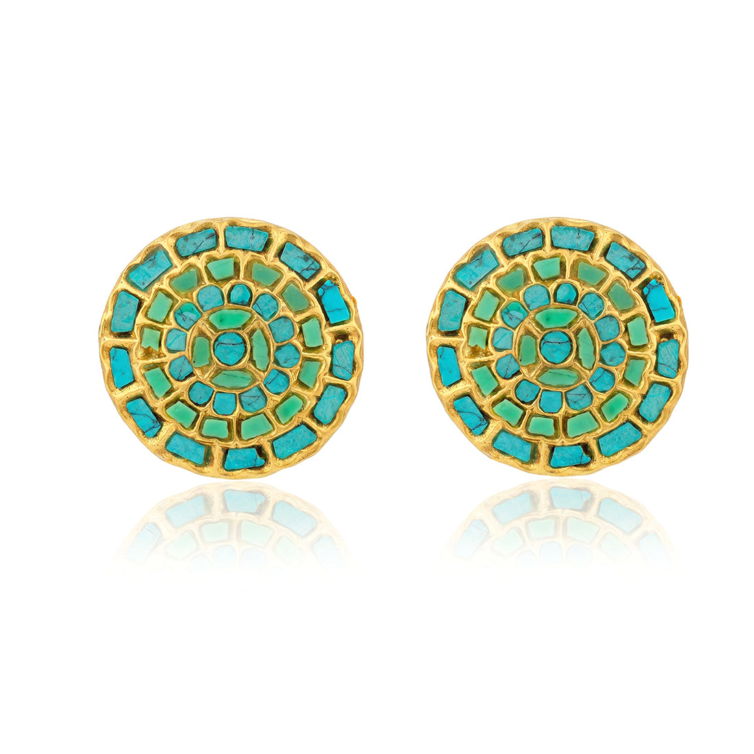 Vintage Turquoise Chakra 925 Sterling Silver Statement Earring