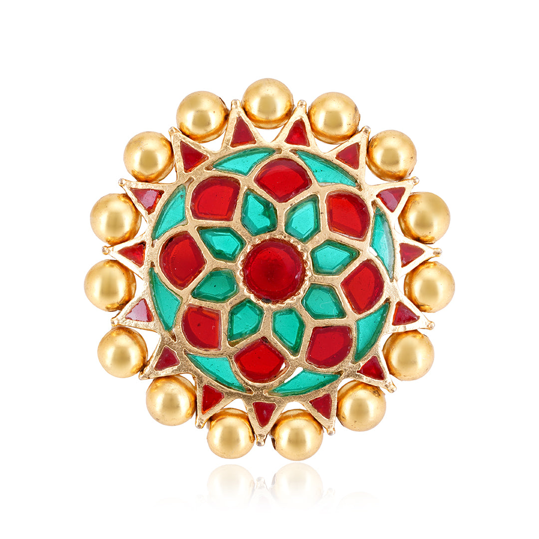Vintage Vebrant Red Sterling Silver Gold Plated Ring