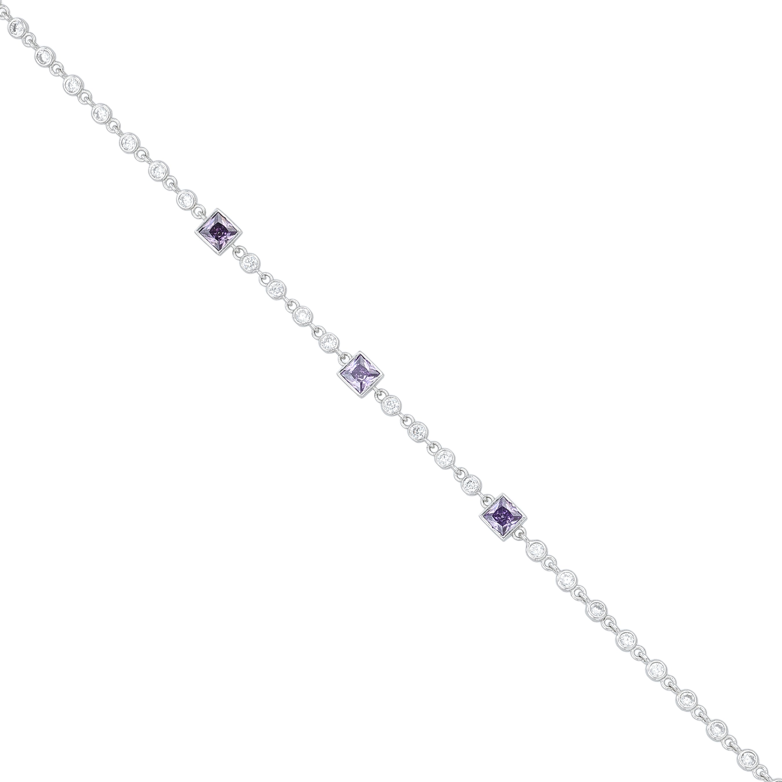 Violet Radiance 925 Sterling Silver Chain Bracelet for Women