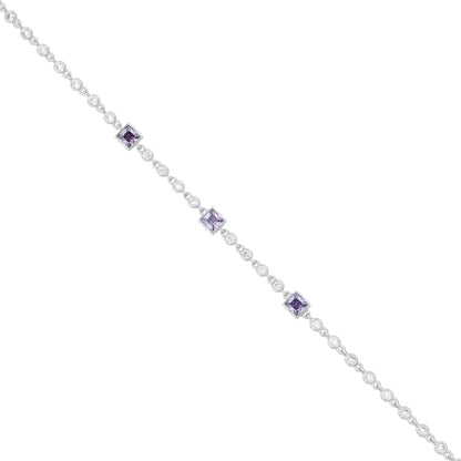 Violet Radiance 925 Sterling Silver Chain Bracelet for Women
