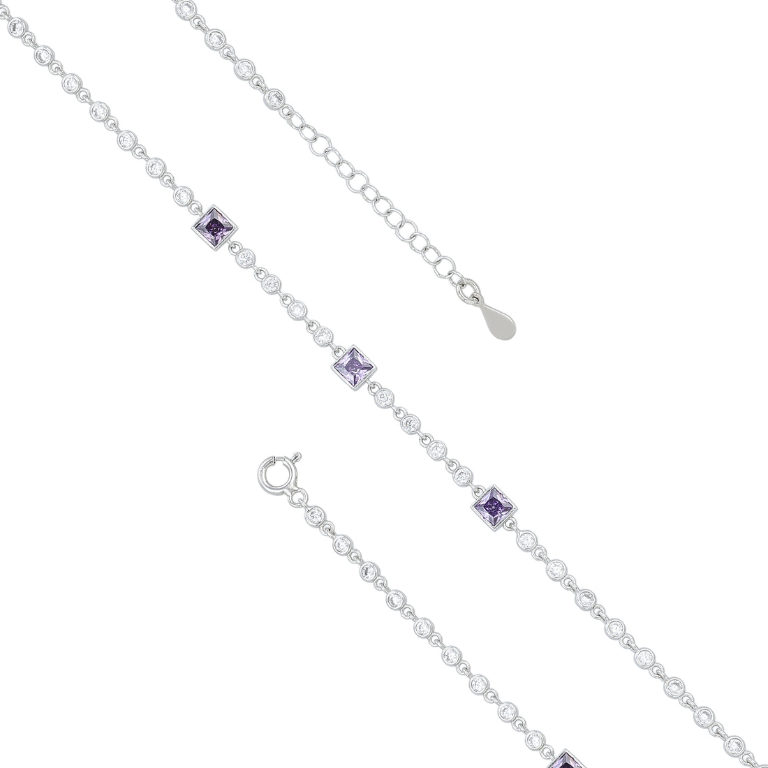 Violet Radiance 925 Sterling Silver Chain Bracelet for Women